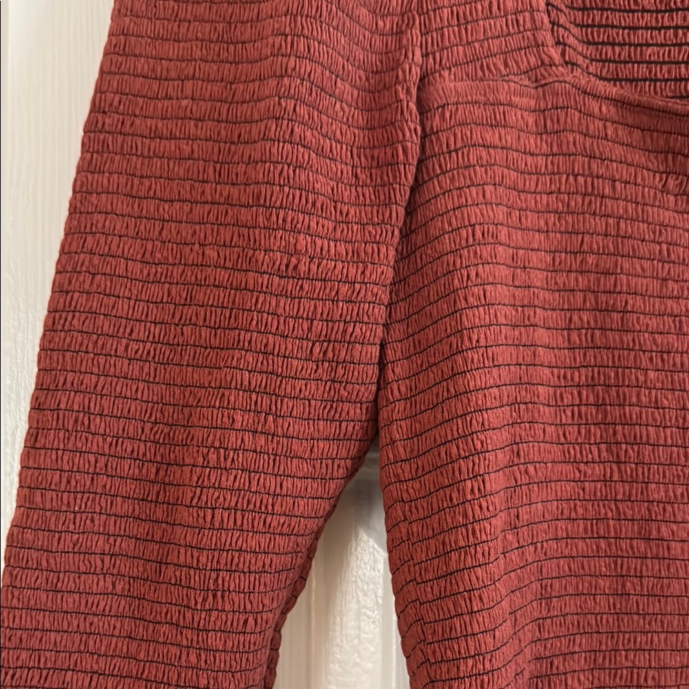 Nation LTD Ribbed Square-Neck Long Sleeve Top - Rust - Picture 2 of 4
